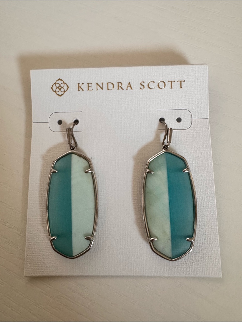 Kendra Scott Two-Tone Mint & Teal Stone Drop Earrings